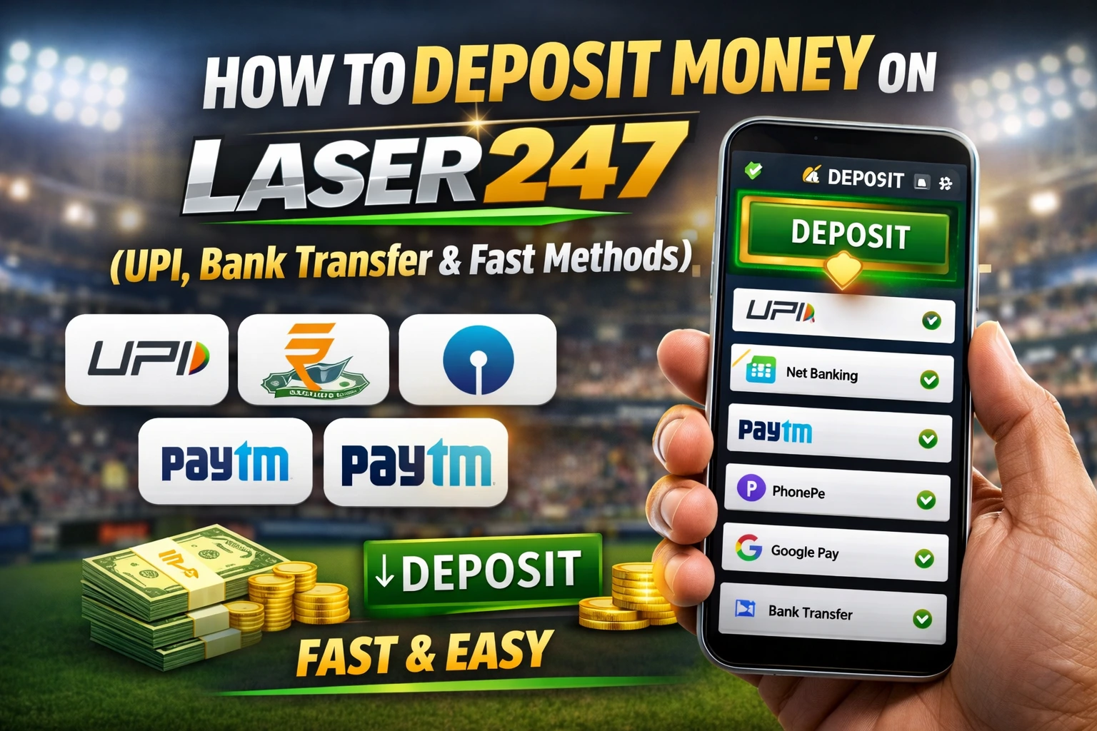 How to Deposit Money on Laser247 (UPI, Bank Transfer & Fast Methods)